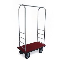 CSL 2000BK-040 Luggage Cart w/ Carpeted Deck - 43"L x 23"W x 72 1/2"H, Chrome, Silver