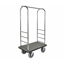 CSL 2099BK-040 Luggage Cart w/ Carpeted Deck - 43"L x 23"W x 72 1/2"H, Stainless, Silver