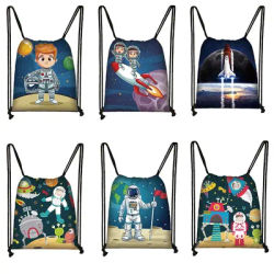 Space Astronaut Print borsa con coulisse Rocket Galaxy zaino per scuola per bambini borsa per la