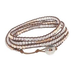 Pale Clouds,'Rainbow Moonstone and Rose Quartz Wrap Bracelet'