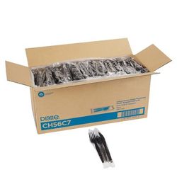 Dixie CH56C7 Heavy Weight Disposable Cutlery Set - Polystyrene, Black