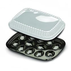 D&W Fine Pack I51P Egg Display Tray w/ Lid - PET, Black, PET Plastic, Black and Clear, Case of 328
