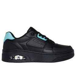 Skechers Women's Uno Court - Courted Style Sneaker | Size 9.5 | Black/Turquoise | Leather/Synthetic/Textile