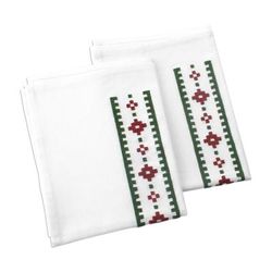 Burgundy Paths,'Geometric Green and Burgundy Cotton Tea Towels (Pair)'