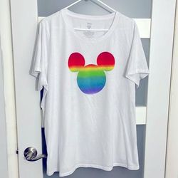 Disney Tops | Disney Mickey Mouse - Rainbow Pride Women's Plus Size 3x -Shirt | Color: Red/White | Size: 3x