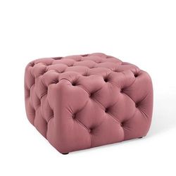 Amour Tufted Button Square Performance Velvet Ottoman - East End Imports EEI-3776-DUS