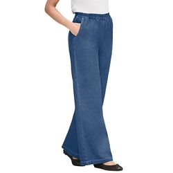 Plus Size Women's Perfect Elastic Waist Wide-Leg Jean by Woman Within in Medium Stonewash (Size 26 W)