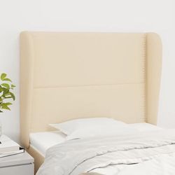 vidaXL Tête de lit avec oreilles Crème 93x23x118/128 cm Tissu