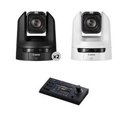 Canon 3 x CR-N100 PTZ Cameras with RC-IP100 IP Controller Kit (Black & White) 6527C001