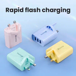 Chargeur de voyage USB à 3 Ports, Standard britannique, couleur Macaron, prise Mobile, chargeur universel de Style mural
