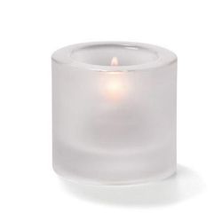 Hollowick 5140F Tealight Glass Lamp, Satin Crystal, Thick Glass, 2 7/8"H x 2 3/4" Dia, White