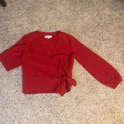 Madewell Tops | Madewell Red Tie Top | Color: Red | Size: Xs