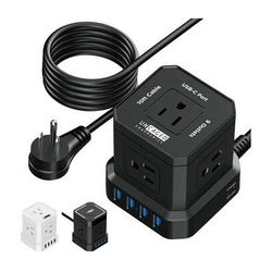 Uncaged Ergonomics Cube USB Power Strip with Surge Protection (Black) PC-BLACK