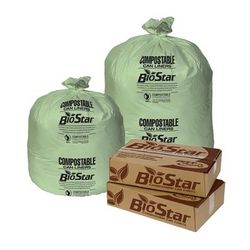 Pitt Plastics BS45G 40 - 45 gal Biostar Trash Can Liner Bags - 46"L x 40"W, LDPE, Green, Green LDPE, Case of 100