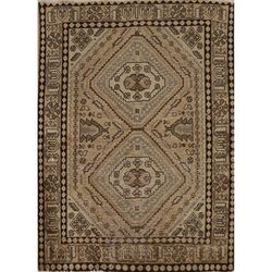 Geometric Shiraz Persian Rug Handmade Wool Carpet - 5'1" x 6'6"