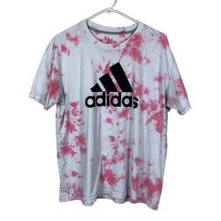 Adidas Tops | Adidas On The Go Women’s Pink And White Tie-Dye T-Shirt - Size Large | Color: Pink/White | Size: L