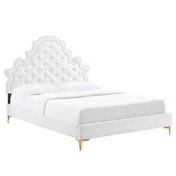 Gwyneth Tufted Performance Velvet Twin Platform Bed - East End Imports MOD-6754-WHI