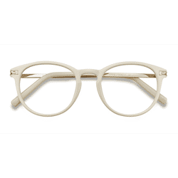 Female s round White Plastic, Metal Prescription eyeglasses - Eyebuydirect s Daphne