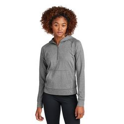 Sport-Tek LST856 Women's Sport-Wick Stretch 1/2-Zip Hoodie in Charcoal Grey Heather size XL | Polyester/Spandex Blend