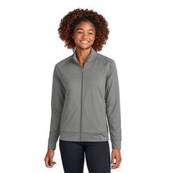 Sport-Tek LST857 Women's Sport-Wick Stretch Full-Zip Cadet Jacket in Charcoal Grey size Medium | Polyester Blend