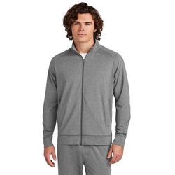 Sport-Tek ST857 Sport-Wick Stretch Full-Zip Cadet Jacket in Charcoal Grey Heather size XS | Polyester Blend