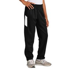 Sport-Tek YPST800 Youth Travel Pant in Black/White size XS | Polyester