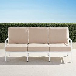 Grayson Sofa with Cushions in White Aluminum - Standard, Vista Boucle Air Blue - Frontgate