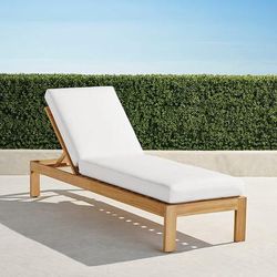Calhoun Chaise with Cushions in Natural Teak - Sunbrella Rain, Rain Seaglass - Frontgate