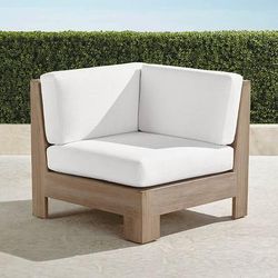 St. Kitts Modular Seating Collection in Weathered Teak - Corner Chair, Standard, Vista Boucle Glacier - Frontgate