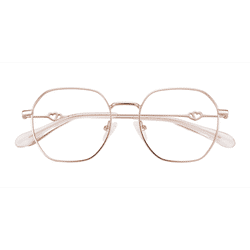 Unisex s geometric Matte Rose Gold Metal Prescription eyeglasses - Eyebuydirect s Aiko