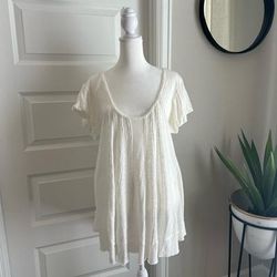 Free People Tops | Free People Oversized White Baby Doll Top - Worn Once | Color: White | Size: M