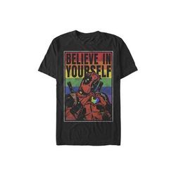 Men’s Big & Tall Deadpool Believe Rainbow Tops & Tees by Mad Engine in Black (Size 3XLT)