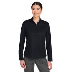 North End NE412W Women's Express Tech Performance Quarter-Zip T-Shirt in Black size 3XL | Recycled Polyester