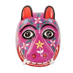 Wood mask, 'Purple Maya Jaguar'