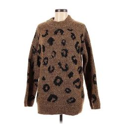 Universal Thread Pullover Sweater: Brown Leopard Print Tops - Women's Size Medium