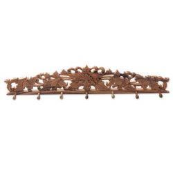 Wood coat rack, 'Kenanga Blossoms'