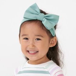 Aqua Mist Luxe Baby Girl Soft & Stretchy Bamboo Bow Headbands - 4T - 8 Years