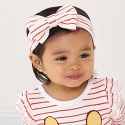 Sketchbook Stripes Luxe Baby Girl Soft & Stretchy Bamboo Bow Headbands - Newborn - 3T