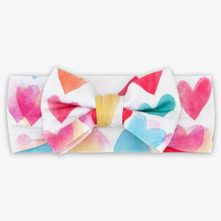 Watercolor Love Luxe Baby Girl Soft & Stretchy Bamboo Bow Headbands - Newborn - 3T