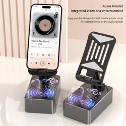 Support de téléphone portable avec haut-parleur compatible Bluetooth, réglable, portable, invite de