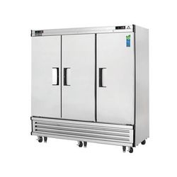 Everest Refrigeration EBRF3 74 3/4" 3 Section Commercial Combo Refrigerator Freezer - Solid Doors, Dual Temp, 115v, Silver