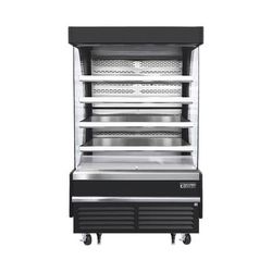 Everest Refrigeration EOMV-48-B-28-T 48" Vertical Open Air Cooler w/ 5 Levels, Black, 115v, 4 Stainless Steel Shelves, Black Exterior