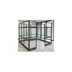 8' x 8' x 7'H Clear Glass Modular Office w/ Black Frame - Starter Cubicle