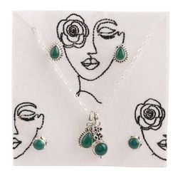 Garden Muse,'Hand Made Green Onyx and Sterling Silver Jewelry Set'