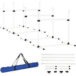 Set di 4 ostacoli agility dog per addestramento cani con sacca di trasporto, altezza delle barre