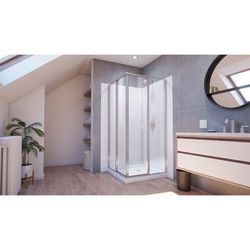 Dreamline DreamLine Cornerview 36 inch D x 36 inch W x 78 3/4 inch H Framed Sliding Shower Enclosure in Brushed Nickel, Shower Base, and Wall Kit in White E2813636XXQ0004