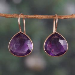 '18k Rose Gold-Plated 11-Carat Amethyst Drop Earrings'