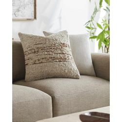 Zaire 18" Square Cottage Wool Pearl/Warm Gray/Prairie Dust/Camel Throw Pillow - Boutique Rugs