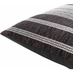 Abetzi 20" Square Cottage Cotton Black/Ivory/Rust Throw Pillow - Boutique Rugs
