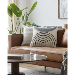 Toski 22" Square Modern Wool Light Silver/Metallic Silver/Black/Silver Gray Throw Pillow - Boutique Rugs